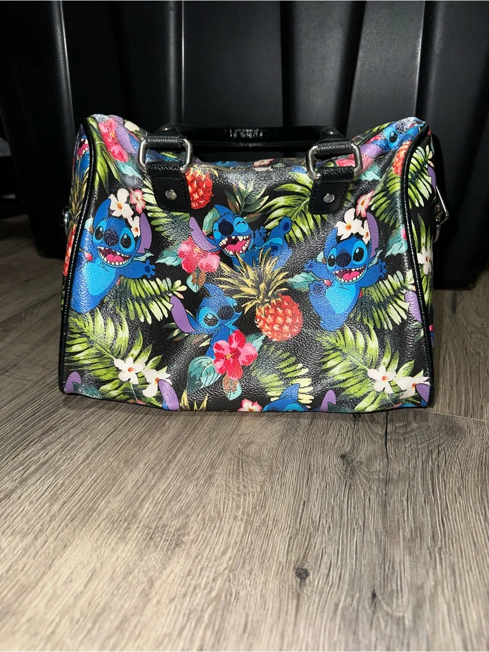 Loungefly Black Tropical Stitch Satchel & Wallet Set with Blue Accents